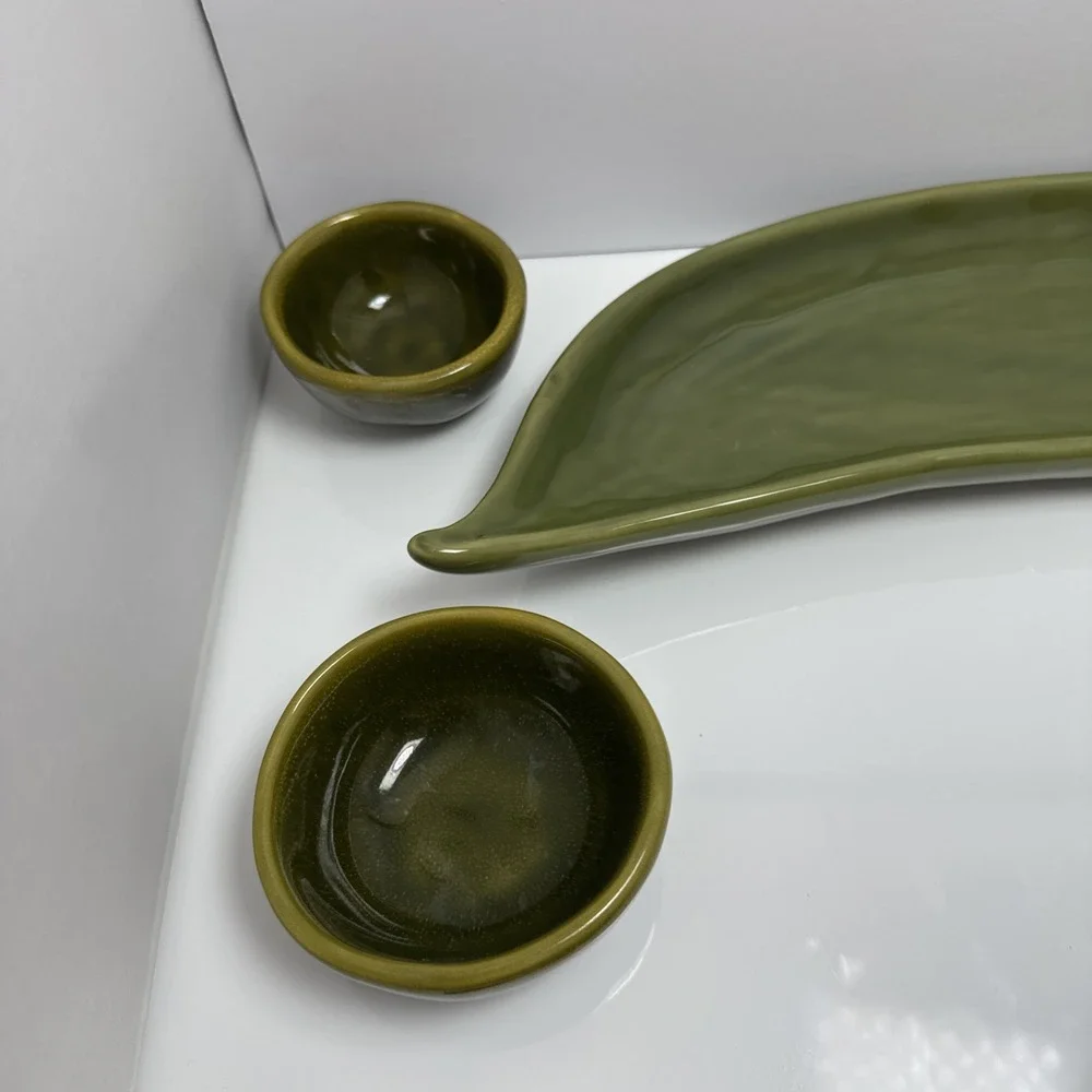 Pottery Barn‎ Garden Crudité  5 Piece Pea Pod Serving Set  19